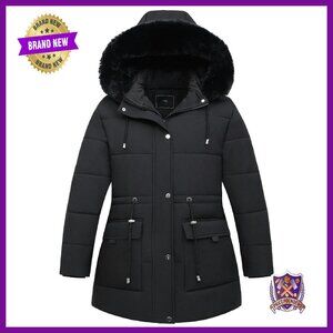 Plus Size Down Parka Jacket Waterproof Windproof Detachable Hood Winter Warmth